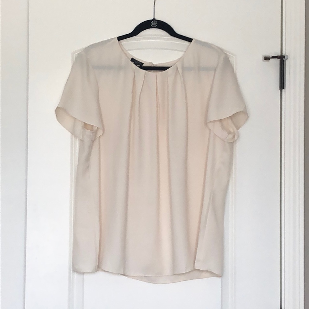 Talbots Pleat Neck Cream Blouse
